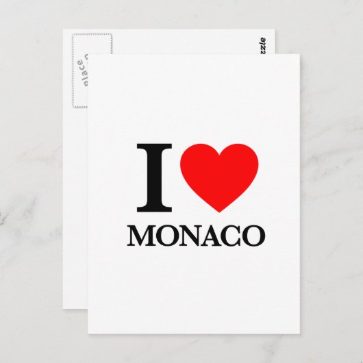 Carte Postale J'aime Monaco (Devant / Derrière)