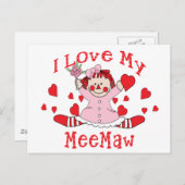 Carte Postale J'aime My MeeMaw Rag Doll & Hearts (Devant / Derrière)