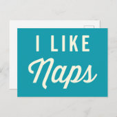 Carte Postale J'Aime Naps Drôle Citation (Devant / Derrière)