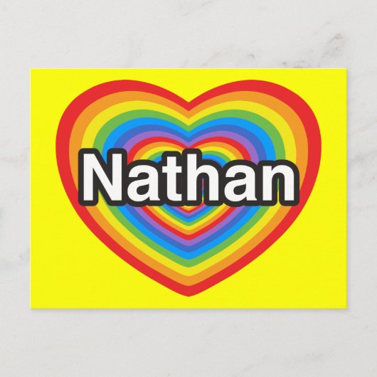 Carte Postale J'aime Nathan. Je t'aime Nathan. Cœur (Devant)