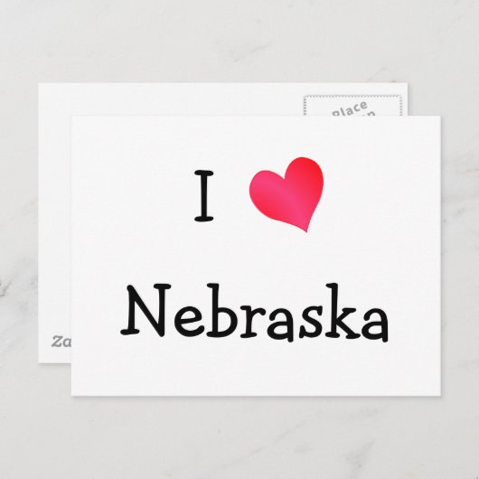 Carte Postale J'aime Nebraska (Devant / Derrière)