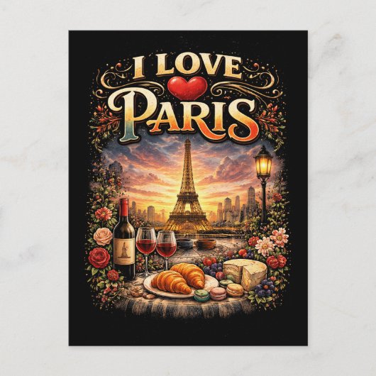 Carte Postale J'aime Paris (Devant)