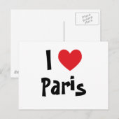 Carte Postale J'aime Paris (Devant / Derrière)
