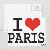 Carte Postale J'aime Paris (Devant / Derrière)