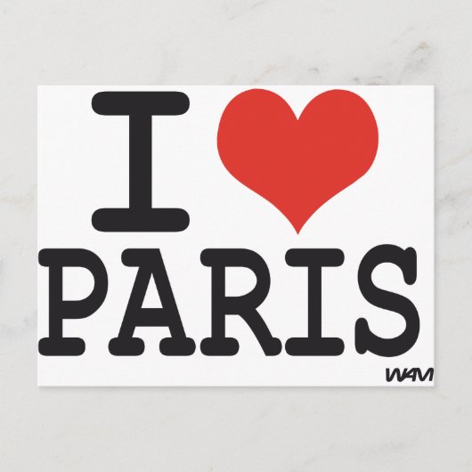 Carte Postale J'aime Paris (Devant)