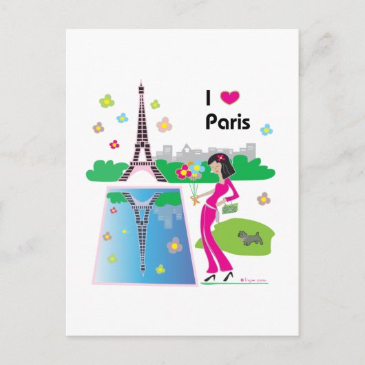 Carte Postale J'aime Paris, France (Devant)