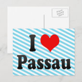 Carte Postale J'aime Passau, Allemagne. Ich Liebe Passau, (Devant / Derrière)