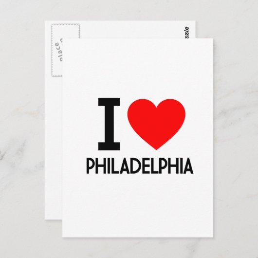 Carte Postale J'aime Philadelphie (Devant / Derrière)