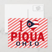 Carte Postale J'aime Piqua, Ohio (Devant / Derrière)