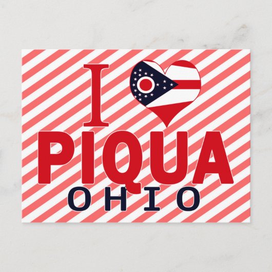 Carte Postale J'aime Piqua, Ohio (Devant)