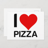 CARTE POSTALE J'AIME PIZZA COEUR (Devant / Derrière)