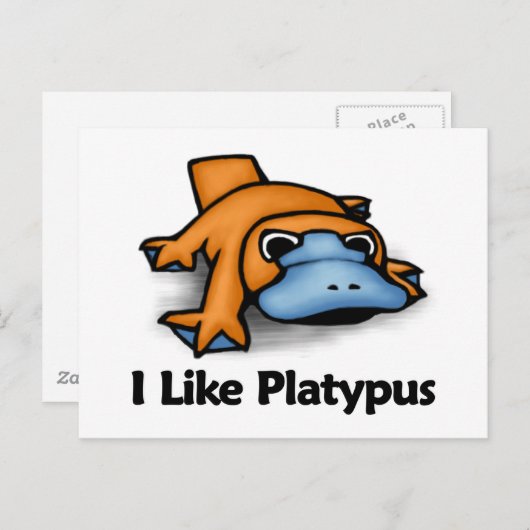 Carte Postale J'Aime Platypus (Devant / Derrière)