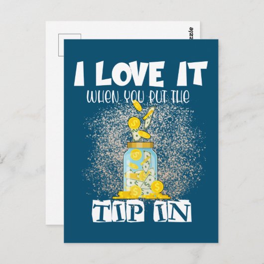 Carte Postale J'aime quand vous mettez le pourboire dans Funny B (Devant / Derrière)