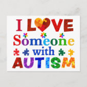 Carte Postale J'aime quelqu'un avec AUTISM (Devant)