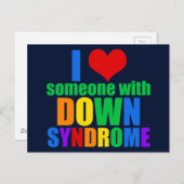 Carte Postale J'Aime Quelqu'Un Avec Le Syndrome De Down Rainbow (Devant / Derrière)