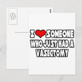 Carte Postale J'aime quelqu'un qui vient d'avoir une vasectomie (Devant / Derrière)