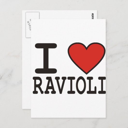 Carte Postale J'aime Ravioli (Devant / Derrière)