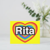 Carte Postale J'aime Rita. Je t'aime Rita. Cœur (Debout devant)