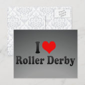 Carte Postale J'aime Roller Derby (Devant / Derrière)
