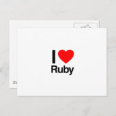 Carte Postale j'aime ruby (Devant / Derrière)