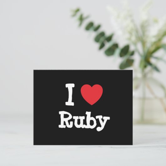 Carte Postale J'aime Ruby coeur T-shirt (Debout devant)