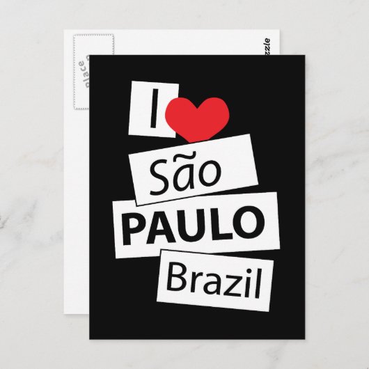 Carte Postale J'aime Sao Paulo Brésil (Devant / Derrière)