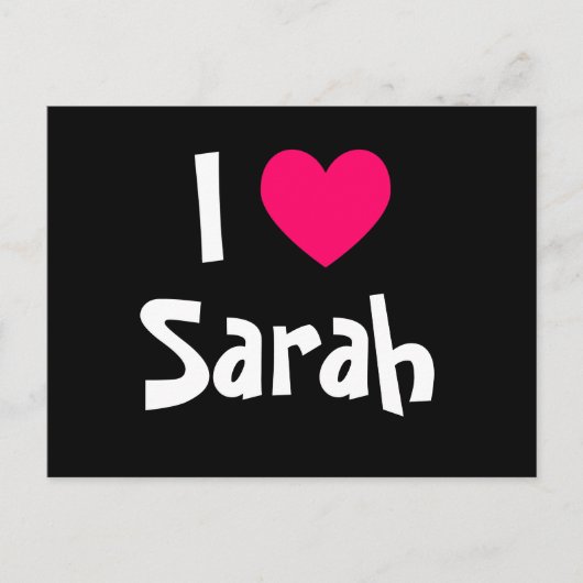 Carte Postale J'aime Sarah (Devant)
