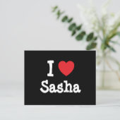 Carte Postale J'aime Sasha T-Shirt coeur (Debout devant)