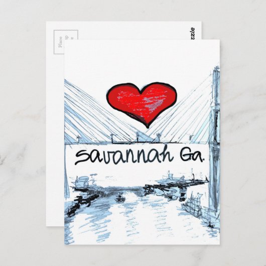 Carte Postale J'aime Savannah Ga (Devant / Derrière)