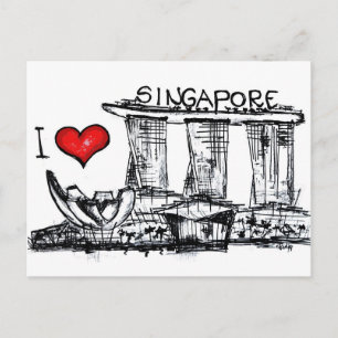 Carte Postale J'aime Singapour