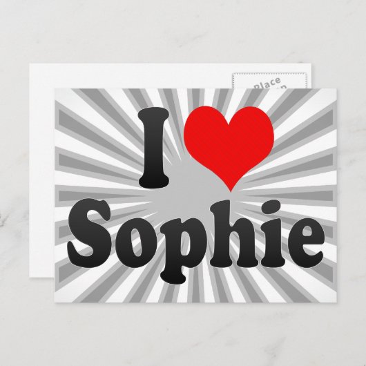 Carte Postale J'aime Sophie (Devant / Derrière)