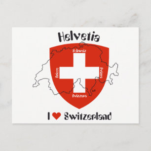 Carte Postale J'aime Suisse Postkarte