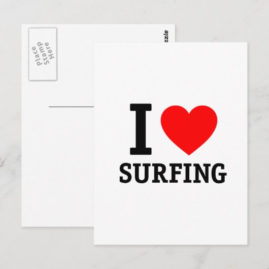 Carte Postale J'Aime Surfer (Devant / Derrière)