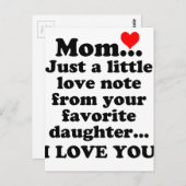 Carte Postale j'aime ta mère (Devant / Derrière)