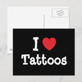 Carte Postale J'aime Tattoos coeur personnalisé (Devant / Derrière)