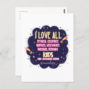 Carte Postale J'Aime Toutes Les Créatures Mythiques, Vampires, W
