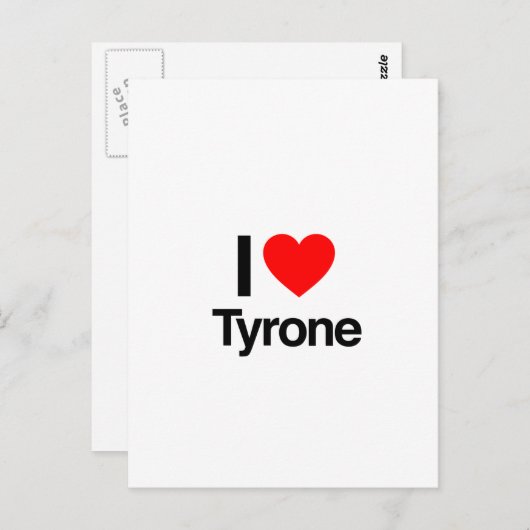Carte Postale j'aime tyrone (Devant / Derrière)