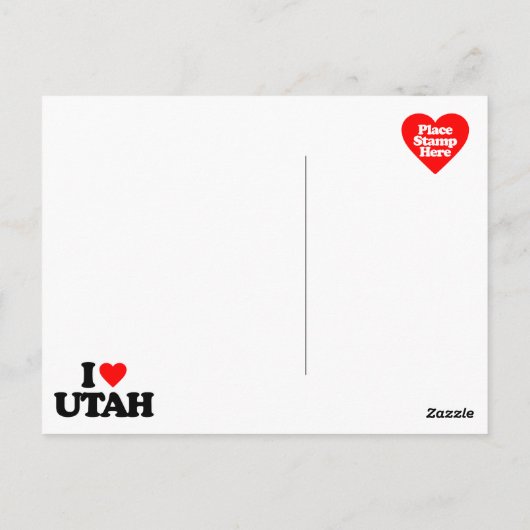 CARTE POSTALE J'AIME UTAH (Dos)