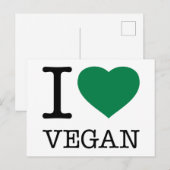 CARTE POSTALE J'AIME VEGAN (Devant / Derrière)