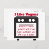 Carte Postale J'Aime Vegans Funny Insult Anti Vegan Postcard (Devant / Derrière)