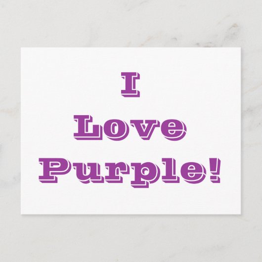 Carte postale J'aime violet (Devant)