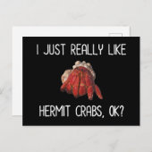 Carte Postale J'Aime Vraiment Les Crabes D'Hermite, D'Accord ? (Devant / Derrière)