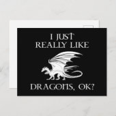 Carte Postale J'Aime Vraiment Les Dragons, D'Accord ? (Devant / Derrière)