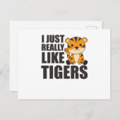 Carte Postale J'aime vraiment Tigers - Sweet Zoo Animaux (Devant / Derrière)