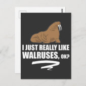Carte Postale J'Aime Vraiment Walruses OK - Funny Walrus (Devant / Derrière)