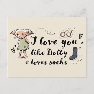 Carte Postale J'aime You Like Dobby Aime Les Chaussettes