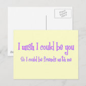 Carte Postale J'aimerais pouvoir être toi (Devant / Derrière)