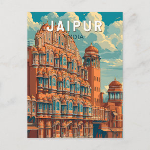 Carte Postale Jaipur Inde Illustration Voyage Art Vintage