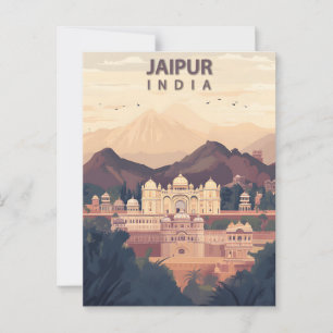 Carte Postale Jaipur Inde Ville Rose Voyage Rétro