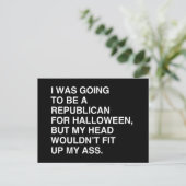 CARTE POSTALE J'ALLAIS ÊTRE RÉPUBLICAIN POUR HALLOWEEN (Debout devant)